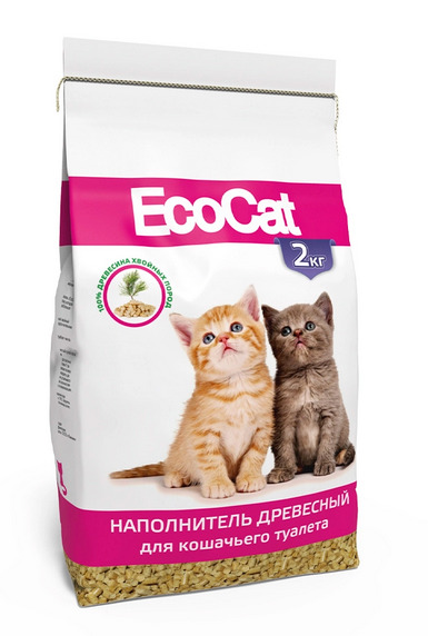 Наполнитель для кошачьего туалета древесный 2 кг EcoCat