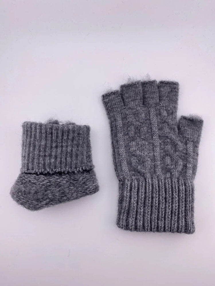 Митенки универсальные (унисекс), вязанные, ONESIZE, серый