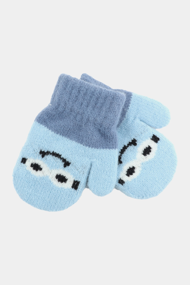 Варежки детские, вязанные, размер 13, голубой