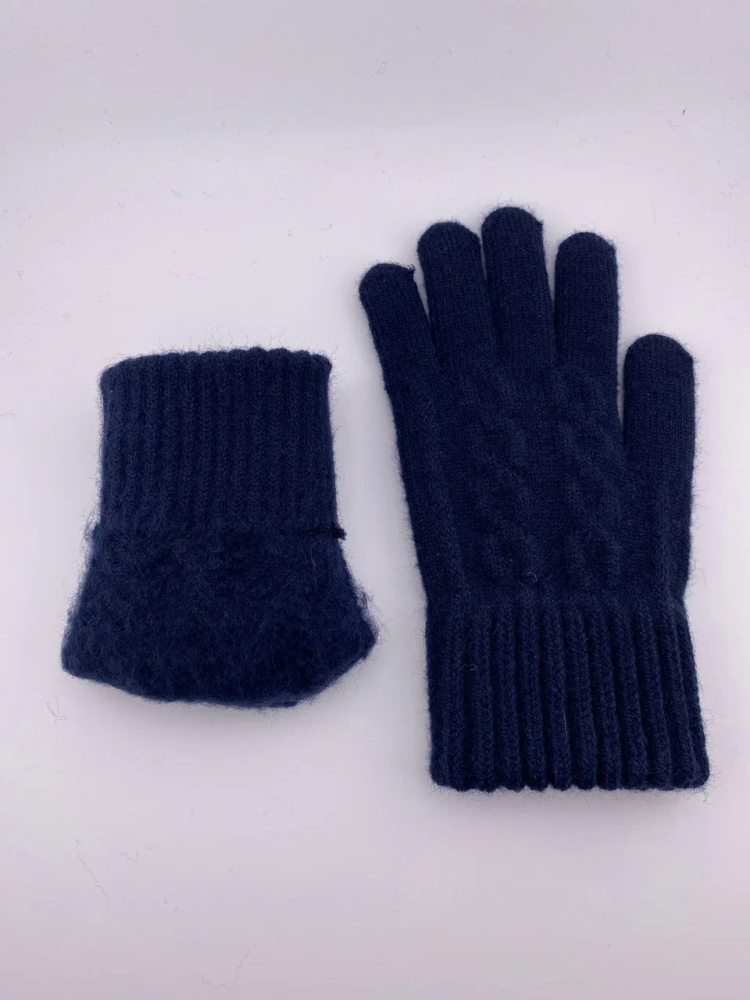 Перчатки универсальные (унисекс), вязанные, ONESIZE,   темно-синий