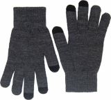 Перчатки женские, вязанные, сенсорные, ONESIZE, серый