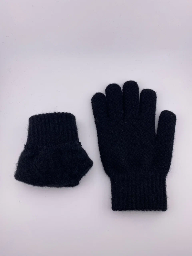 Перчатки универсальные (унисекс), вязанные, ONESIZE,   черный