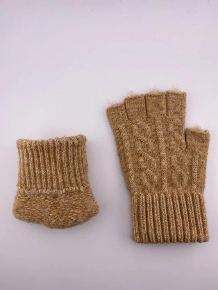 Митенки универсальные (унисекс), вязанные, ONESIZE, коричневый