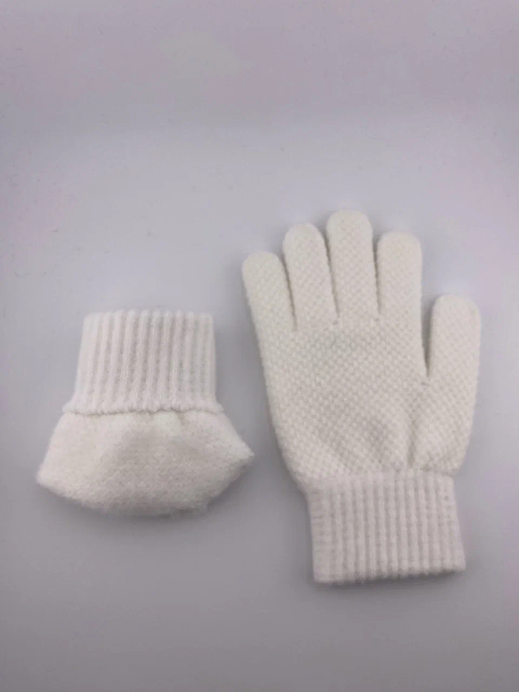 Перчатки универсальные (унисекс), вязанные, ONESIZE,  белый