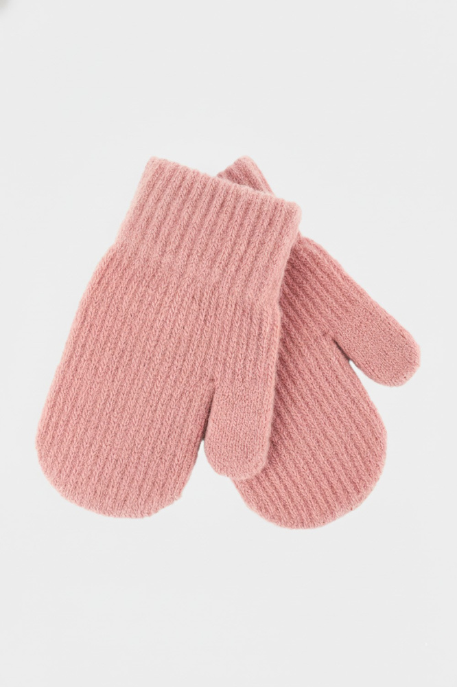 Варежки детские, вязанные, размер 13, розовый